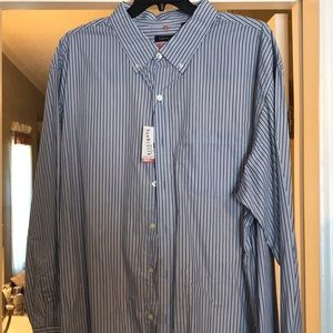 3XL Blue, White Striped Long Sleeve Shirt